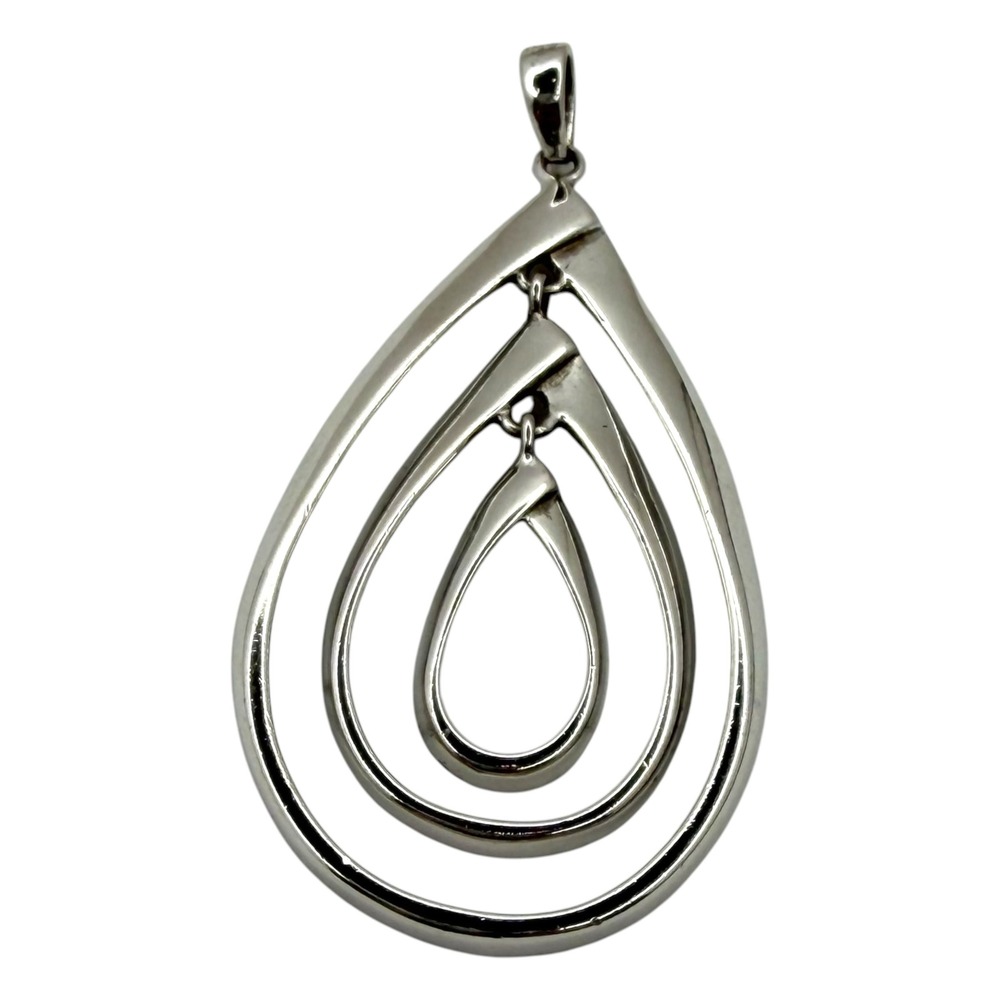 Vintage PAJ Pendant Sterling Silver Triple Layered Teardrop Signed 925
